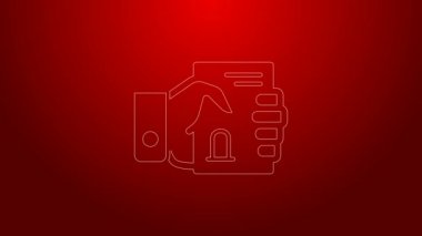 Kırmızı arkaplanda yeşil çizgi ölüm sertifikası var. 4K Video hareketli grafik canlandırması