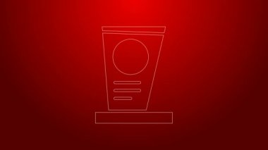 Kırmızı arkaplanda mezar taşı simgesi olan yeşil çizgi. 4K Video hareketli grafik canlandırması