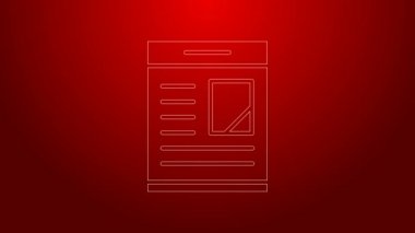 Kırmızı arkaplanda izole edilmiş ölüm ilanlarını gösteren yeşil çizgi gazetesi ilanı. 4K Video hareketli grafik canlandırması