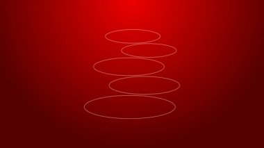 Yeşil çizgi Yığını sıcak taşlar simgesi kırmızı arkaplanda izole edildi. Spa salonu aksesuarı. 4K Video hareketli grafik canlandırması