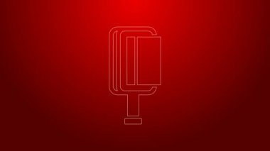 Kırmızı arkaplanda köpek ve kedi ikonu için yeşil çizgi saç fırçası var. Hayvan kürkü için fırça. Hayvan aksesuarı. 4K Video hareketli grafik canlandırması