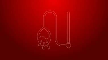 Yeşil çizgi evcil kedi oyuncak ikonu kırmızı arka planda izole edildi. 4K Video hareketli grafik canlandırması