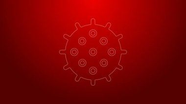 Yeşil çizgi tenis topu ikonu kırmızı arkaplanda izole edildi. Spor malzemeleri. 4K Video hareketli grafik canlandırması