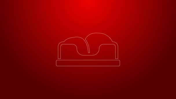 Green line Pet bed icon isolated on red background. 4K Video motion graphic animation — Stock Video
