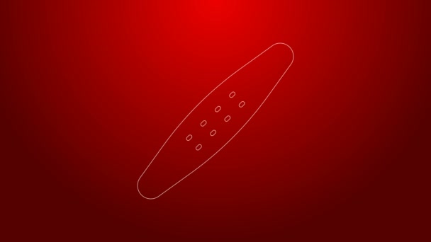 Green line Nail file pet icon isolated on red background. Professional treatment at home grooming for pet. 4K Video motion graphic animation — Stock Video