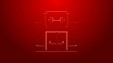Yeşil çizgi spor salonu ikonu kırmızı arkaplanda izole edildi. Spor kulübü. 4K Video hareketli grafik canlandırması