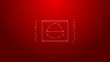 Yeşil Hat Spor, vücut geliştirme, protein enerji içeceği ve kırmızı arka planda izole edilmiş yiyecek ikonu. 4K Video hareketli grafik canlandırması