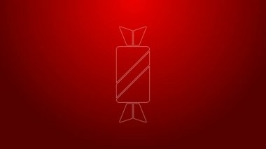 Yeşil çizgi Candy simgesi kırmızı arkaplanda izole edildi. 4K Video hareketli grafik canlandırması