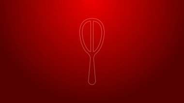 Yeşil çizgi Mutfak çırpma simgesi kırmızı arkaplanda izole edildi. Mutfak aletleri, yumurta çırpıcı. Çatal bıçak seti. Yemek karışımı sembolü. 4K Video hareketli grafik canlandırması