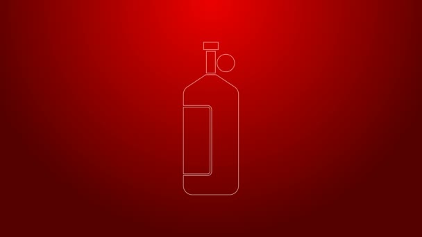 Green line Aqualung icon isolated on red background. Oxygen tank for diver. Diving equipment. Extreme sport. Diving underwater equipment. 4K Video motion graphic animation — Stock Video