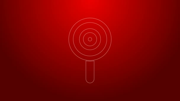 Green line Lollipop icon isolated on red background. Candy sign. Food, delicious symbol. 4K Video motion graphic animation — Stock Video