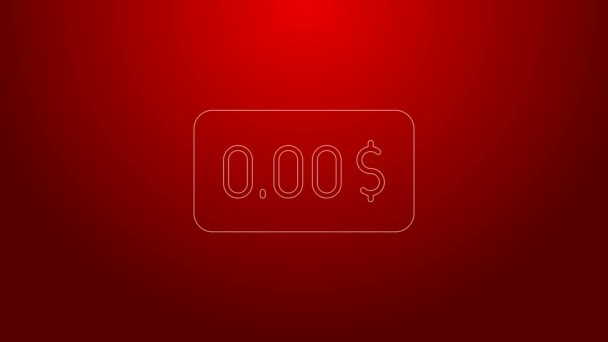 Zielona linia Zero koszt ikona izolowana na czerwonym tle. Puste konto bankowe. 4K Animacja graficzna ruchu wideo — Wideo stockowe
