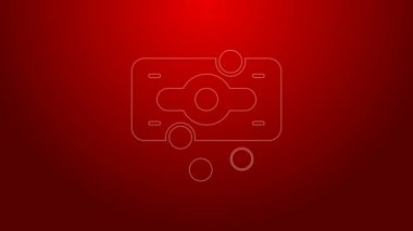 Yeşil çizgi, kağıt para yığını kırmızı arka planda izole nakit ikonu. Para desteleri. Para birimi. 4K Video hareketli grafik canlandırması