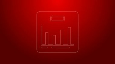 Kırmızı arkaplanda yeşil çizgi pasta grafiği bilgi simgesi izole edildi. Diyagram çizelgesi. 4K Video hareketli grafik canlandırması