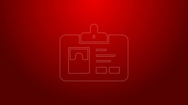 Kırmızı arkaplanda yeşil çizgi tanımlama simgesi izole edildi. Sunum için, şirketin kimliği için, reklam için kullanılabilir. 4K Video hareketli grafik canlandırması