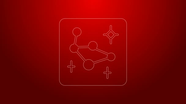 Green line Great Bear constellation icon isolated on red background. 4K Video motion graphic animation — Stock Video