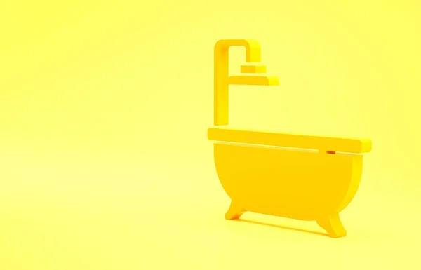 Ícone Amarelo Banheira Isolado Fundo Amarelo Conceito Minimalismo Ilustração Render — Fotografia de Stock