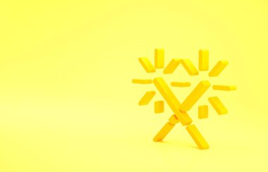 Sarı Sparkler havai fişek ikonu sarı arka planda izole edildi. Noel şenlikli maytap ışıkları. Mutlu Noeller ve mutlu yıllar. Minimalizm kavramı. 3d illüstrasyon 3B canlandırma.