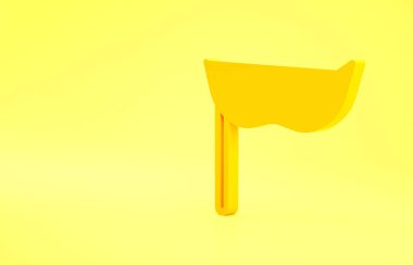 Sarı Festive maske simgesi sarı arkaplanda izole edildi. Mutlu Noeller ve mutlu yıllar. Minimalizm kavramı. 3d illüstrasyon 3B canlandırma.