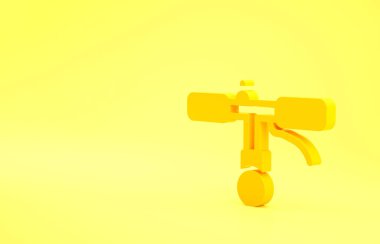 Sarı bisiklet gidon simgesi sarı arkaplanda izole edildi. Minimalizm kavramı. 3d illüstrasyon 3B canlandırma.