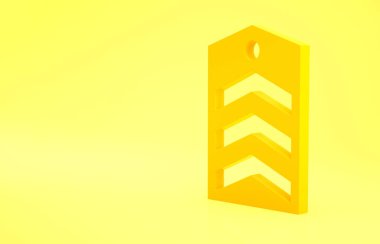 Sarı sembol sarı arkaplanda izole edildi. Askeri rozet işareti. Minimalizm kavramı. 3d illüstrasyon 3B canlandırma.