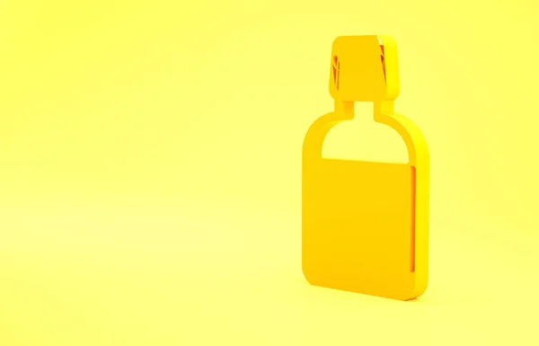 Ikona Żółtej Butelki Lekiem Dla Psa Wyizolowana Żółtym Tle Pojemnik — Zdjęcie stockowe
