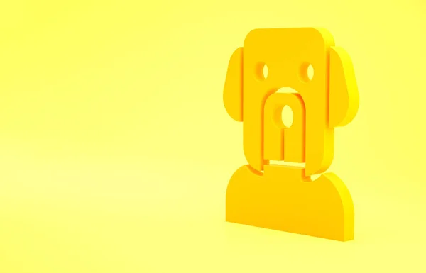 黄色の背景に隔離された黄色い犬のアイコン 最小限の概念 3Dイラスト3Dレンダリング — ストック写真