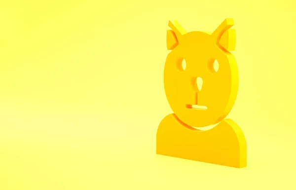Icona Yellow Cat Isolata Sfondo Giallo Simbolo Animale Concetto Minimalista — Foto Stock