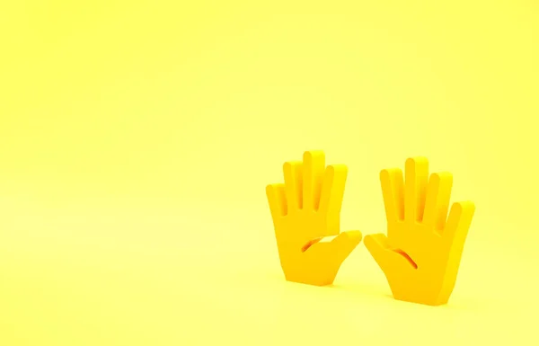 Κίτρινα Ιατρικά Ελαστικά Γάντια Εικονίδιο Απομονώνονται Κίτρινο Φόντο Προστατευτικά Γάντια — Φωτογραφία Αρχείου
