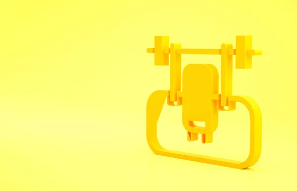 Κίτρινος Πάγκος Εικονίδιο Barbel Που Απομονώνεται Κίτρινο Φόντο Εξοπλισμός Γυμναστικής — Φωτογραφία Αρχείου