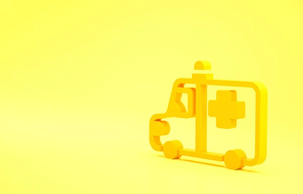 Yellow Ambulance Emergency Car Icon Isolated Yellow Background Ambulance Vehicle — Stock Photo, Image