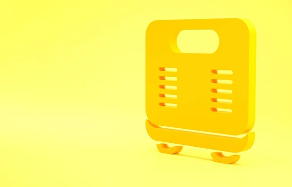 Κίτρινη Ζυγαριά Μπάνιου Εικονίδιο Απομονώνονται Κίτρινο Φόντο Εξοπλισμός Μέτρησης Βάρους — Φωτογραφία Αρχείου