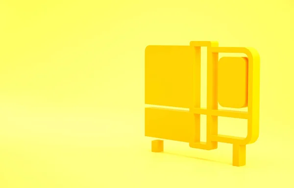 Sarı Yatak Ikonu Sarı Arkaplanda Izole Edildi Minimalizm Kavramı Illüstrasyon — Stok fotoğraf