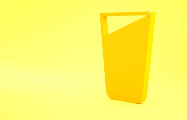 Gelbes Glas Mit Wassersymbol Auf Gelbem Hintergrund Sodaglas Vorhanden Minimalismus — Stockfoto