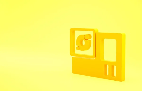 Yellow Action Extreme Kamera Symbol Isoliert Auf Gelbem Hintergrund Videokameraausrüstung — Stockfoto