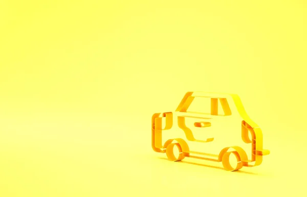 Yellow Car Symbol Isoliert Auf Gelbem Hintergrund Minimalismus Konzept Illustration — Stockfoto