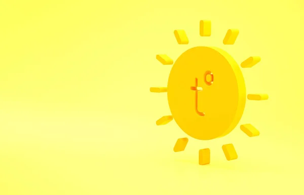 Icono Sol Amarillo Aislado Sobre Fondo Amarillo Símbolo Verano Buen — Foto de Stock