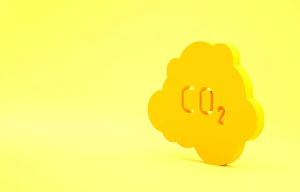 Желтые Выбросы Co2 Иконку Облака Изолированы Желтом Фоне Формула Углекислого — стоковое фото