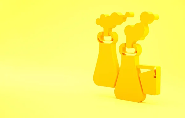 Fumo Giallo Dall Icona Fabbrica Isolato Sfondo Giallo Problema Inquinamento — Foto Stock