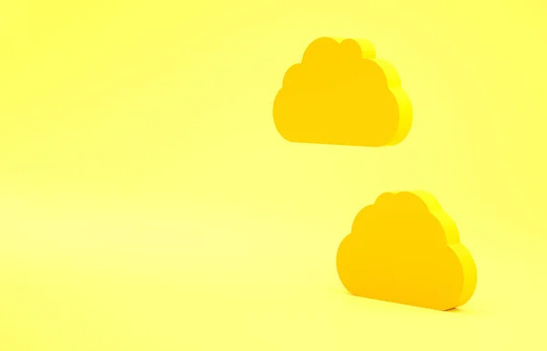 Icona Nuvola Gialla Isolata Sfondo Giallo Concetto Minimalista Illustrazione Rendering — Foto Stock