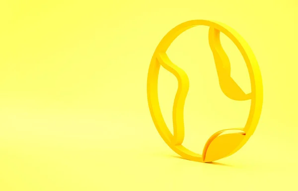 Желтый Земной Шар Значок Изолирован Желтом Фоне Знак Мира Земли — стоковое фото