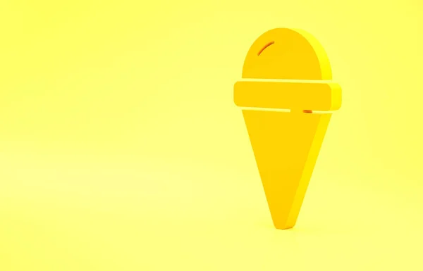 Yellow Ice Cream Waffle Cone Icon Isolated Yellow Background Sweet — Stock Photo, Image