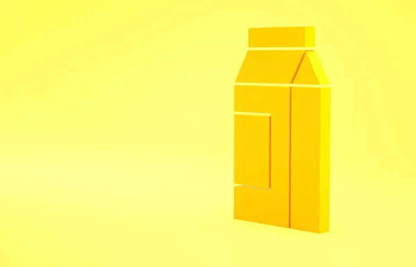 Balení Žlutého Papíru Pro Ikonu Mléka Izolovanou Žlutém Pozadí Značka — Stock fotografie