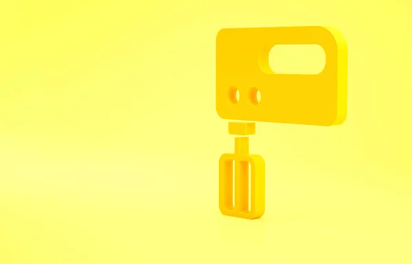 Yellow Electric Mixer Icon Isolated Yellow Background Kitchen Blender Minimalism — Stock Photo, Image