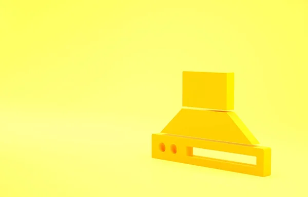 黄色厨房提取风扇图标孤立在黄色背景 Cooker Hood 厨房排气 家用电器最低纲领的概念 3D渲染3D插图 — 图库照片