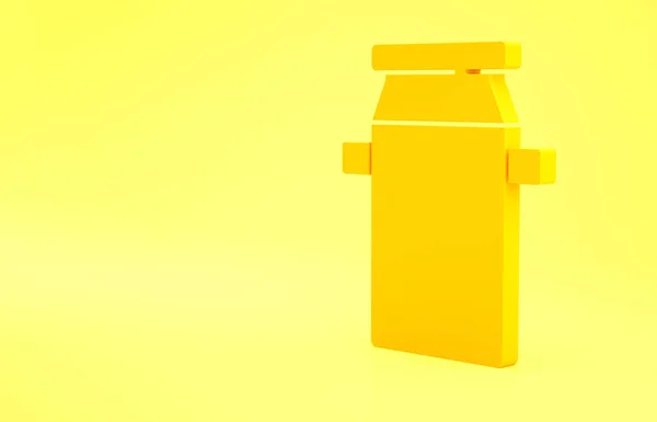 Gelbe Dosenbehälter Für Milchsymbol Isoliert Auf Gelbem Hintergrund Minimalismus Konzept — Stockfoto