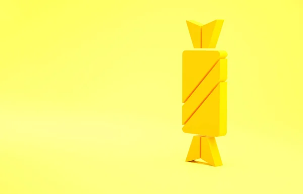 Icona Yellow Candy Isolata Sfondo Giallo Concetto Minimalista Illustrazione Rendering — Foto Stock