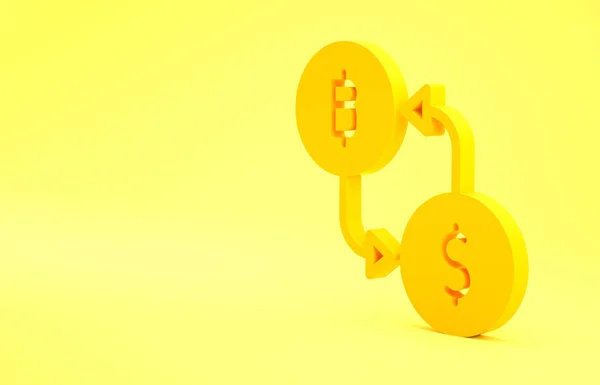 Ícone Troca Criptomoeda Amarela Isolado Fundo Amarelo Bitcoin Dólar Ícone — Fotografia de Stock