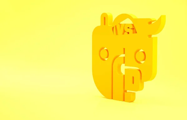 黄色の背景に独立した株式市場の動向のアイコンの黄色のブルとクマのシンボル 成長市場と下降市場 野生動物 最小限の概念 3Dイラスト3Dレンダリング — ストック写真