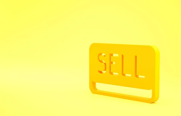 Yellow Sell Knop Pictogram Geïsoleerd Gele Achtergrond Begrip Financiële Markt — Stockfoto